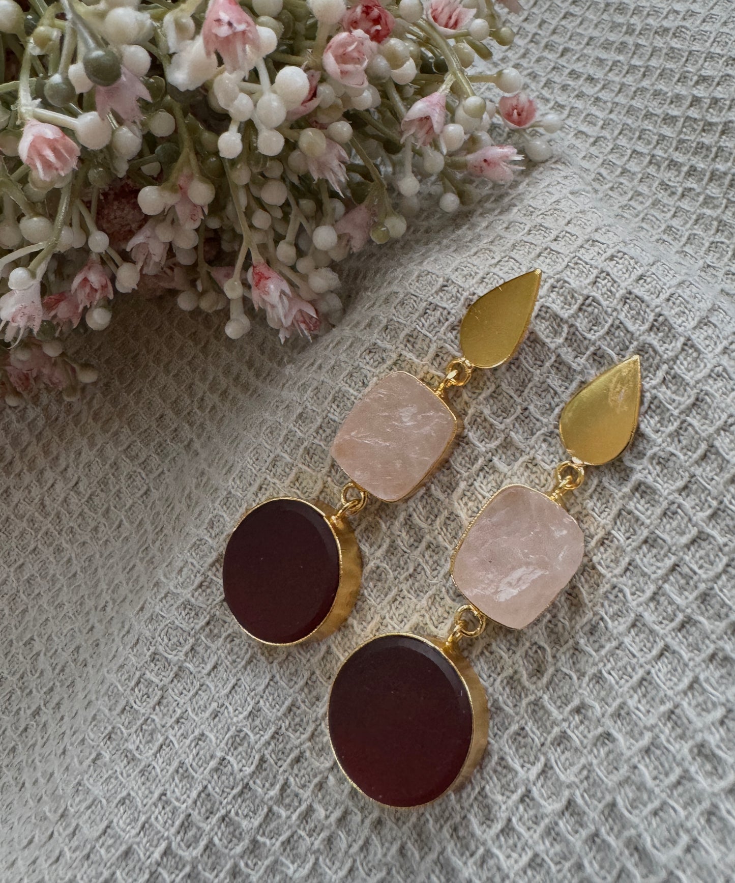 Maroon Druzy Drop down earrings