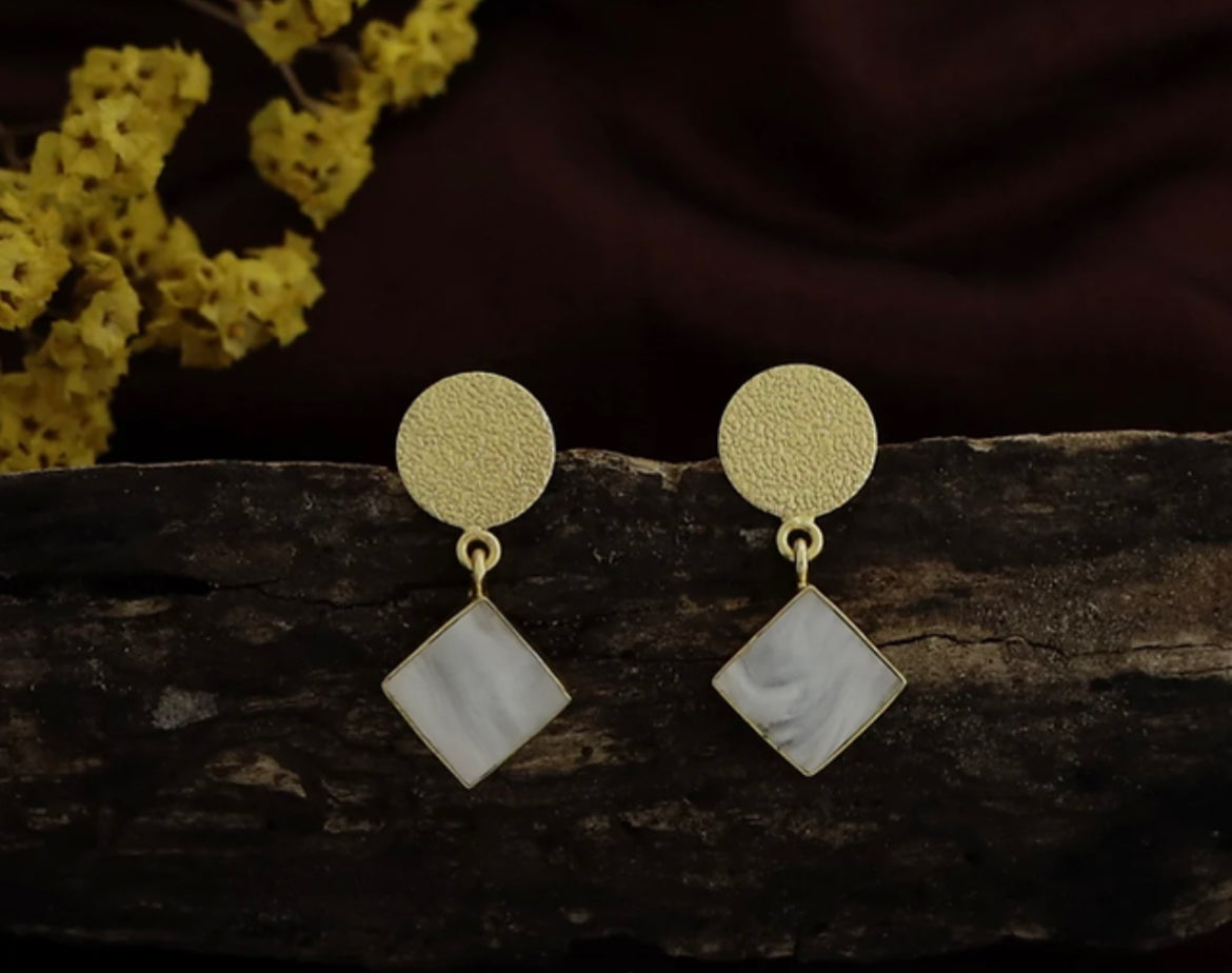 Diamond mother of pearl earrings