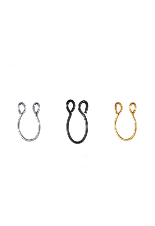 Septum Nose Ring Silver Black Gold Faux