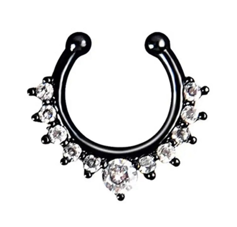 Black Septum Nose Ring Faux