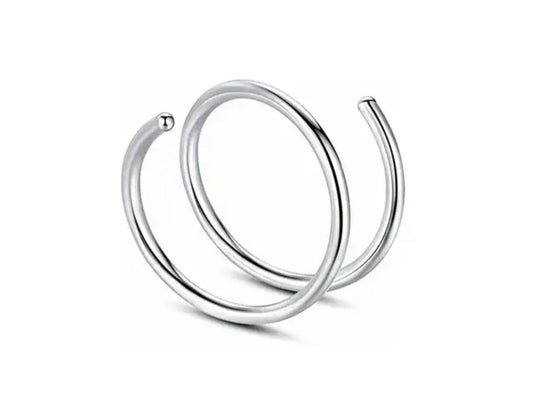 Double Spiral Silver Nose Ring for pierced nose