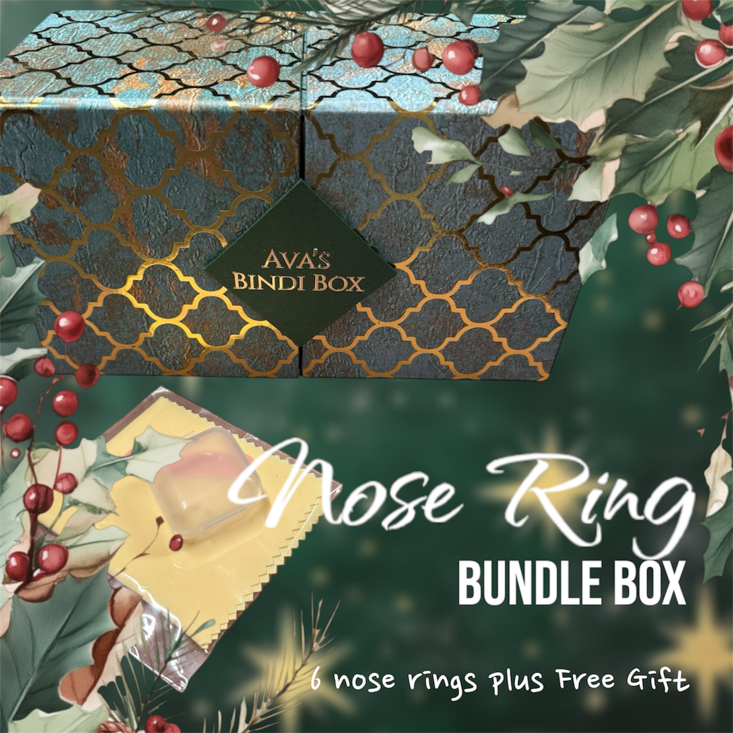 Christmas Nose ring Bundle box for pierced and non pierced nose