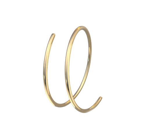 Double Spiral Gold nose ring for pierced nose